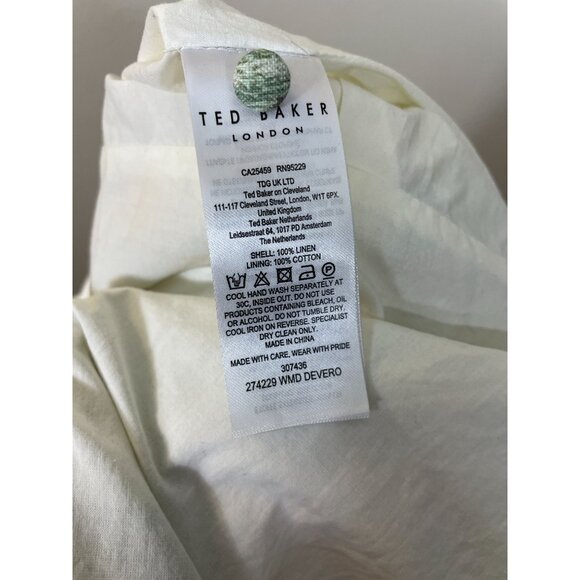 Ted Baker London Dress Sz 3 EU 40 US 6-8 Devero Floral Belted Tiered Linen Maxi - Picture 6 of 12